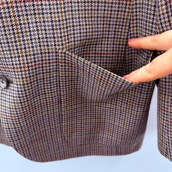 Burberry Vintage Men’s Houndstooth 100% Natural Wool Blazer Sport Coat Size 40R - Picture 3 of 10